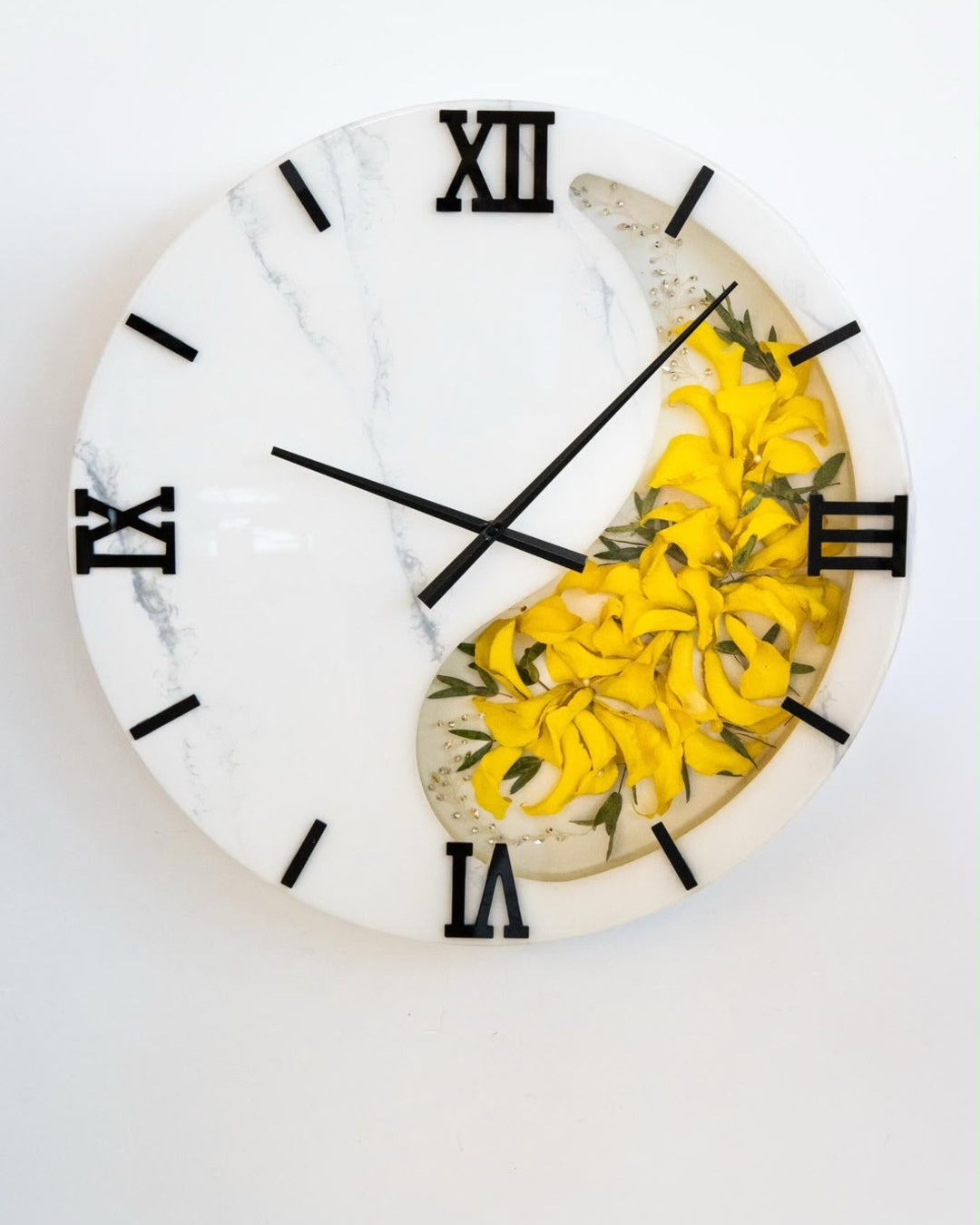 Bouquet in resina - Orologio da parete con bouquet da sposa