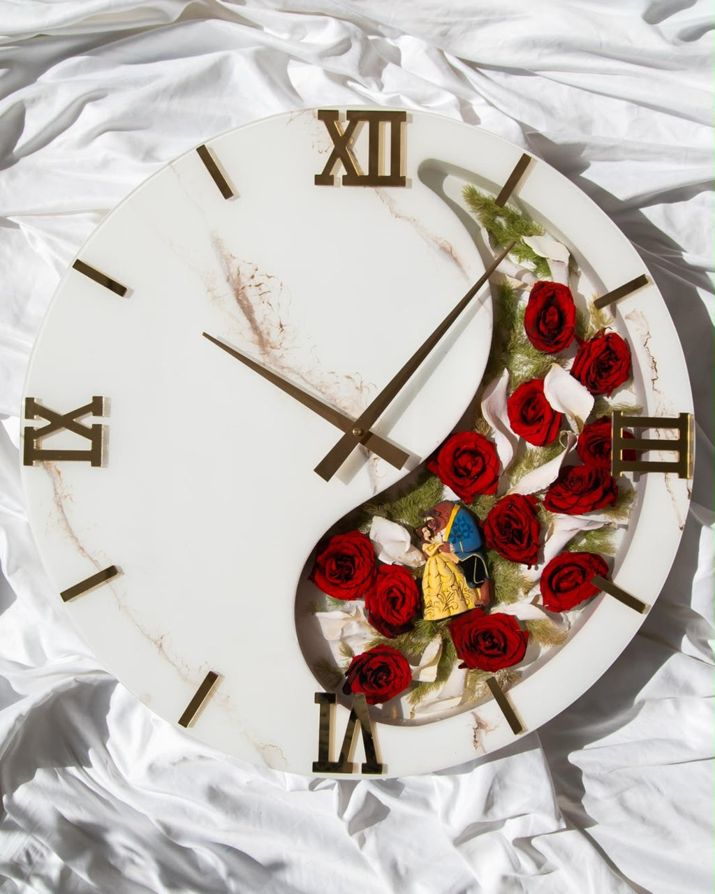 Bouquet in resina - Orologio da parete con bouquet da sposa